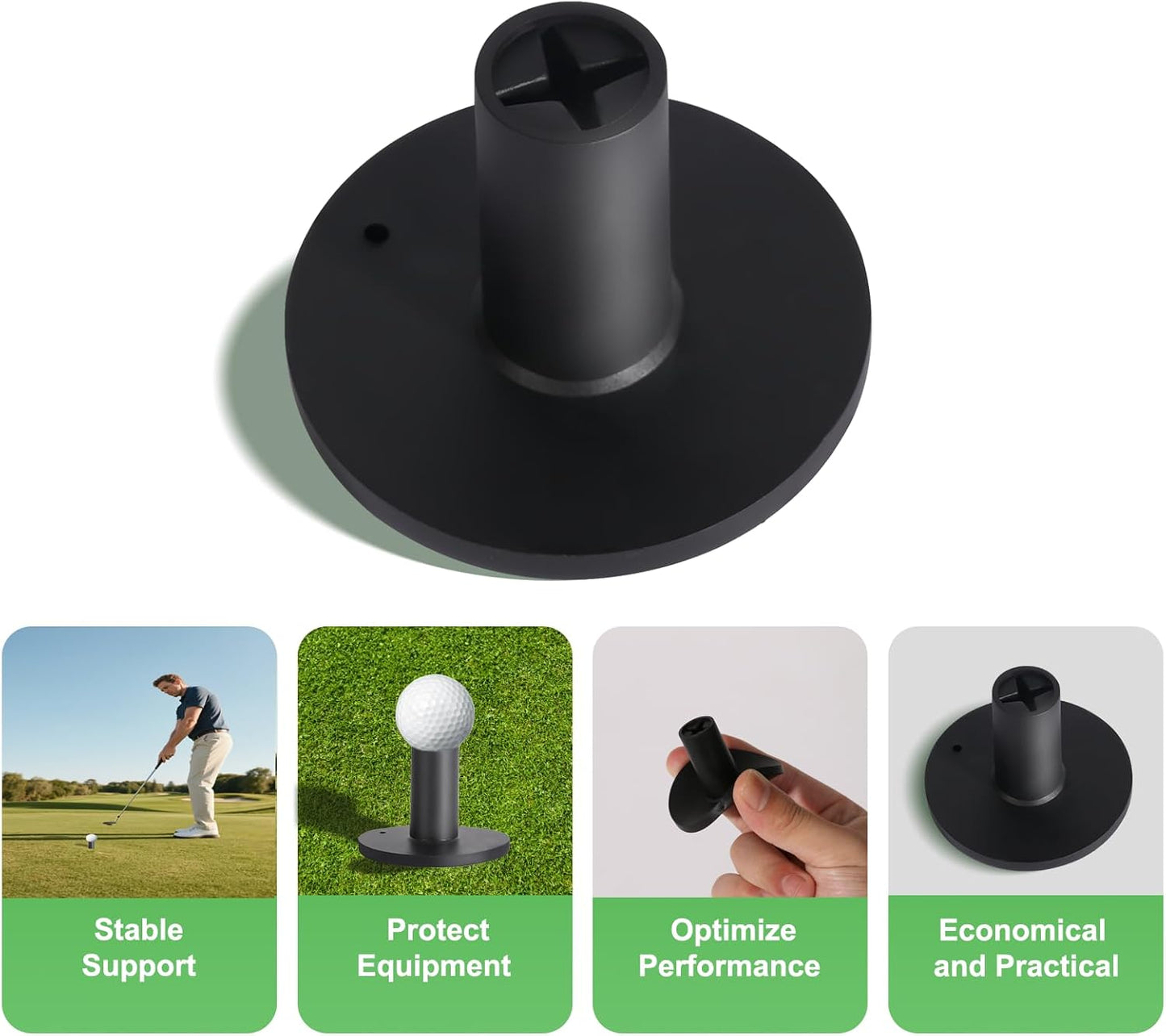 Rubber Golf Tees for Mats Adjustable Height Golf Simulator Tees, Indoor Outdoor Practice, Non-Slip Golf Mat Tees with Holder, Compatible with Driving Range & Golf Simulators