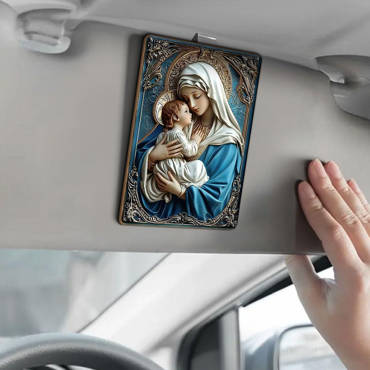 Jesuspirit Personalized Car Visor Clip – Guardian Angel Visor Clip, Our Lady of Guadalupe, Christian Car Accessories, New Driver & Religious Gifts (Mary and Jesus)