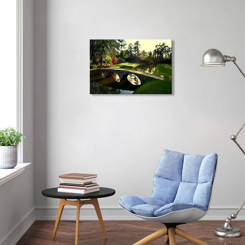 chenchenArt Augusta National Golf Course 12th Hole Wall Art Pictures Golf Club Wall Decor Office Decorations Canvas Artwork for Living Room Bedroom Framed Ready to Hang(28''H x 44''W)
