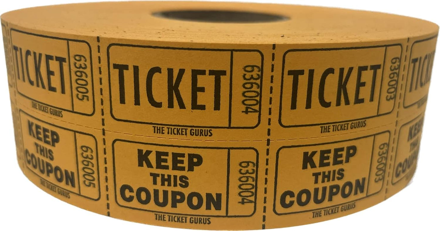 The Ticket Gurus-Raffle Tickets - (4 Rolls of 2000 Double Tickets) 8,000 Total 50/50 Raffle Tickets (Purple/Blue, Orange, Red)) …