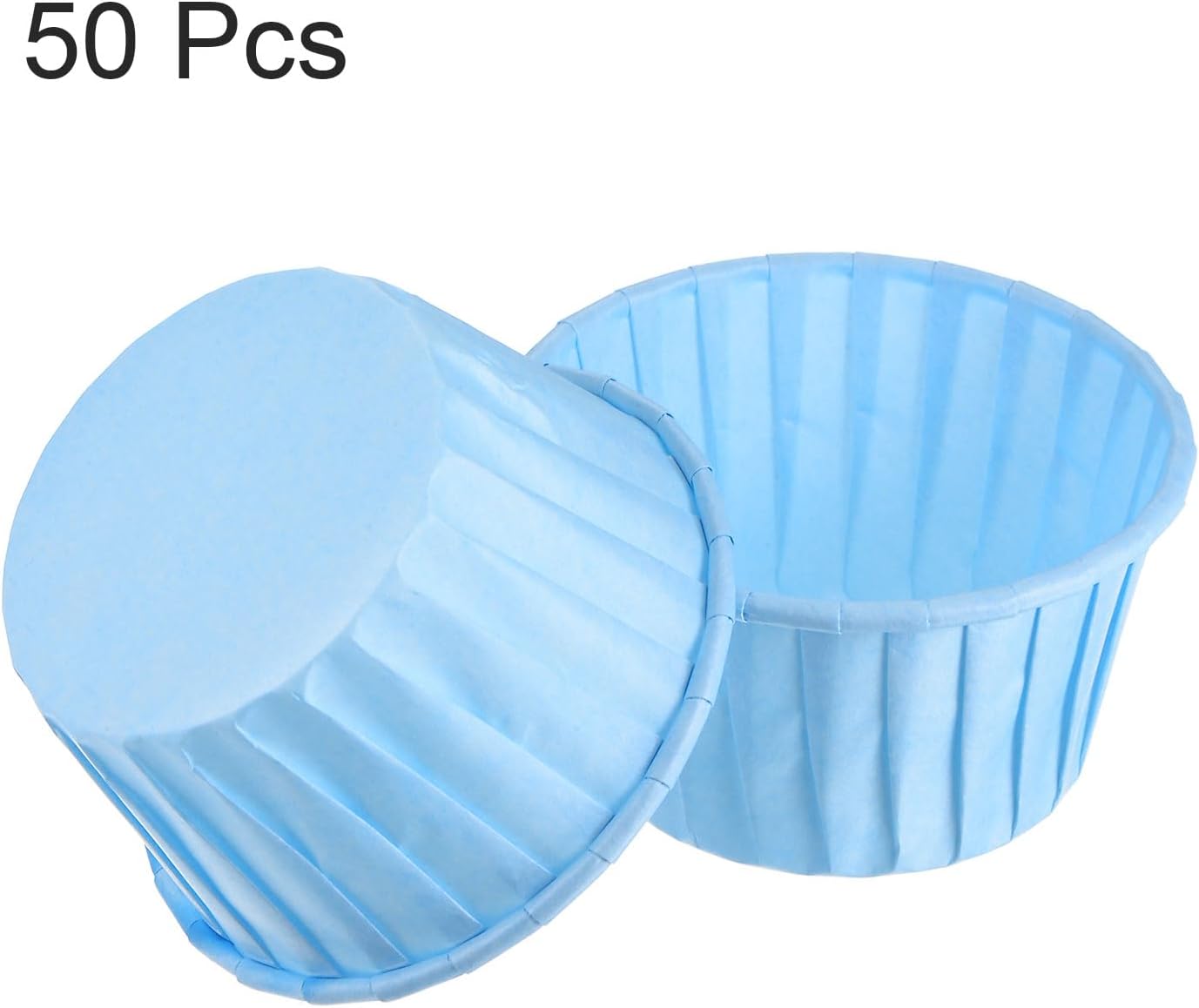 HARFINGTON 50Pcs Cupcake Baking Cups 3.5oz Standard Size Paper Cupcake Liners Greaseproof Wrappers Disposable for Wedding Birthdays Christmas Dessert, Blue