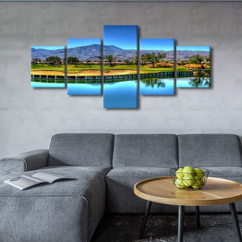 Wall Decor Augusta National Golf Canvas Prints Poster Georgia USA Golf Course Pictures Canvas Painting for Living Room Decor 5 Panels Gallery-wrapped Artwork Set Wooden Framed Ready to Hang(50"Wx24"H)