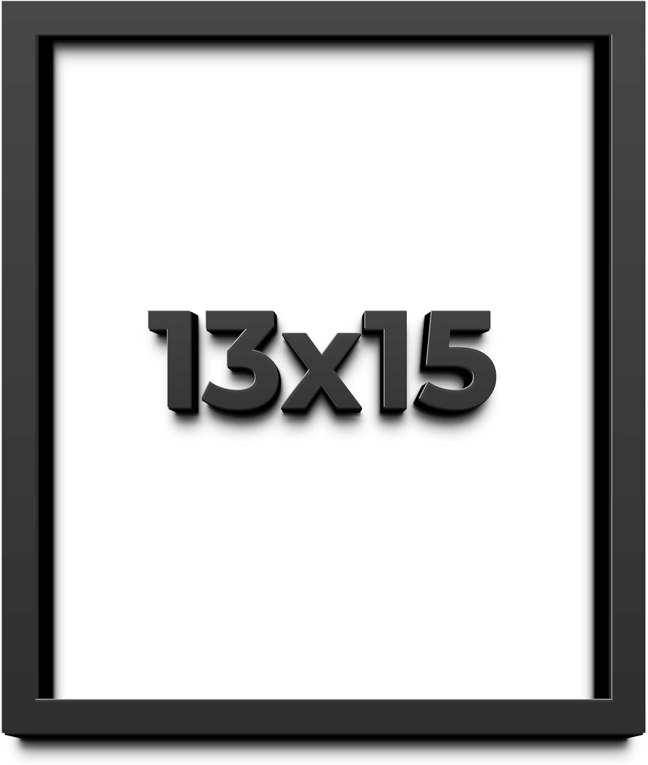 13x15 Shadow Box Black Solid Wood Display Frame with White Acid-Free Backing UV Acrylic & Hanging Hardware - with 3/4" Usable Depth