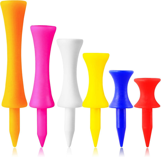 FINGER TEN Plastic Golf Castle Tees Step Down Unbreakable Mixed or Same Height Value 100 Count, 2 3/4, 2 1/4, 2, 1 3/4, 1 1/2 Inch Length Colorful for Practice