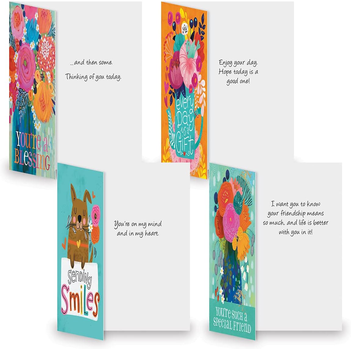 Current Warm Wishes Thinking of You Friendship Greeting Card Set - Value Pack of 20 Cards With White Envelopes for Friends & Family, 10 Designs, Large 5" x 7" Assortment