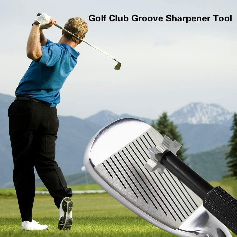 Golf Groove Sharpener,Golf Club Groove Sharpener,Groove Sharpener,Club Sharpener,Groove Sharpening Tool - Generate Optimal Backspin - Suitable for U & V-Grooves (6 Heads) (Black)