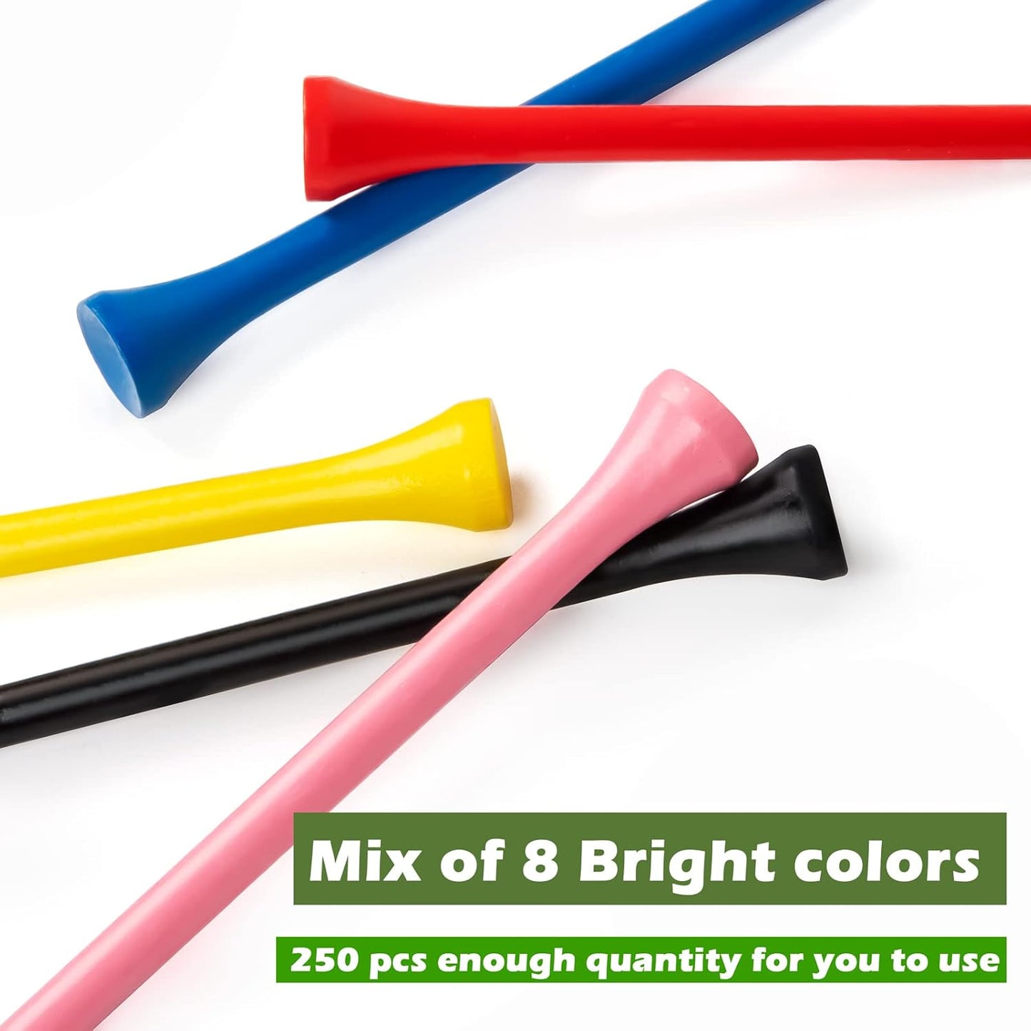 THIODOON Golf Tees Professional Natural Wood Golf Tees Pack of 100, Golfing Tees Multiple Colors Size 3-1/4 inch, 2-3/4 inch or 2-1/8 inch, Tall Golf Tees Bulk Reduce Side Spin and Friction