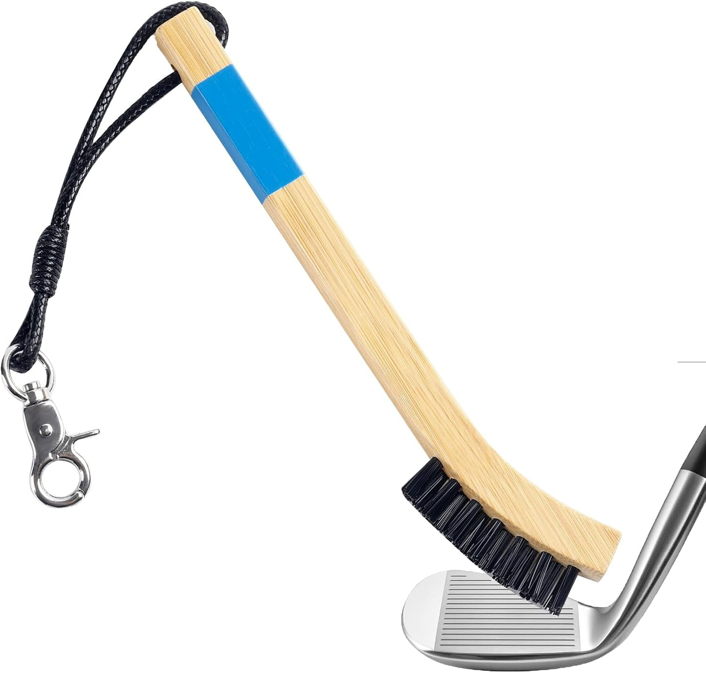 Pro Golf Club Cleaning Brush with Ergonomic Handle, Rope and Metal Clip, Heavy Duty Nylon Bristles Cleans Grooves Without Damaging Rod Face - Golf Accessories