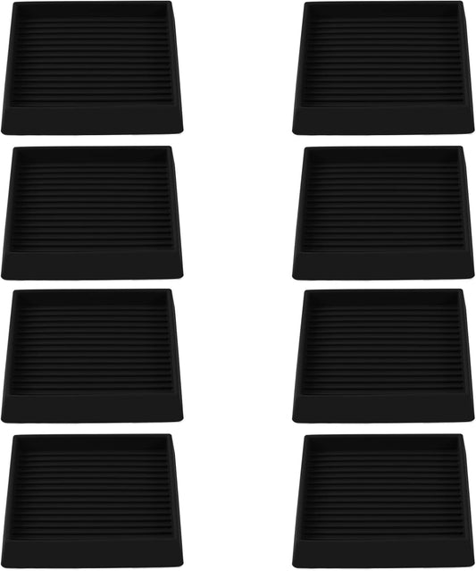 3x3 Square Rubber Furniture Caster Cups, Anti-Sliding Furniture Pads Bed Stopper Floor Protectors with Grip - Protect Any Flooring