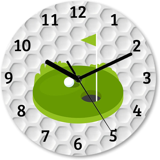 Golf Wall Clock Silent Non-Ticking, Golf Theme 11.6 Inch Round Wall Clock Battery Operated Clocks Decor for Home Bathroom Kitchen Bedroom Living Room Office Classroom