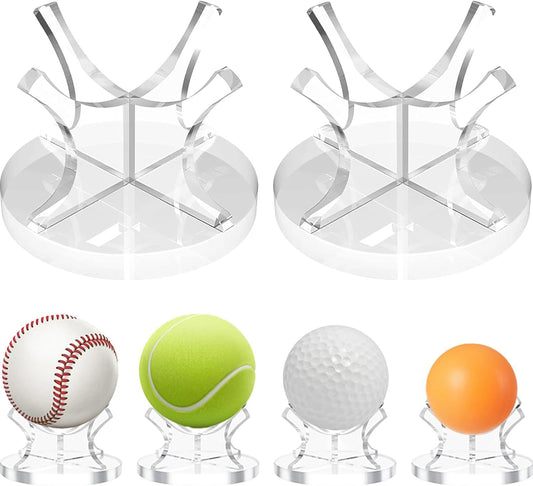 2Pcs Acrylic Baseball Holder Display Case Display for Balls Suitable for Baseball, Golf Softball, Tennis Ball Spheres, Thanksgiving Pumpkin Ball, Wooden Eggs Clear Baseball Stand