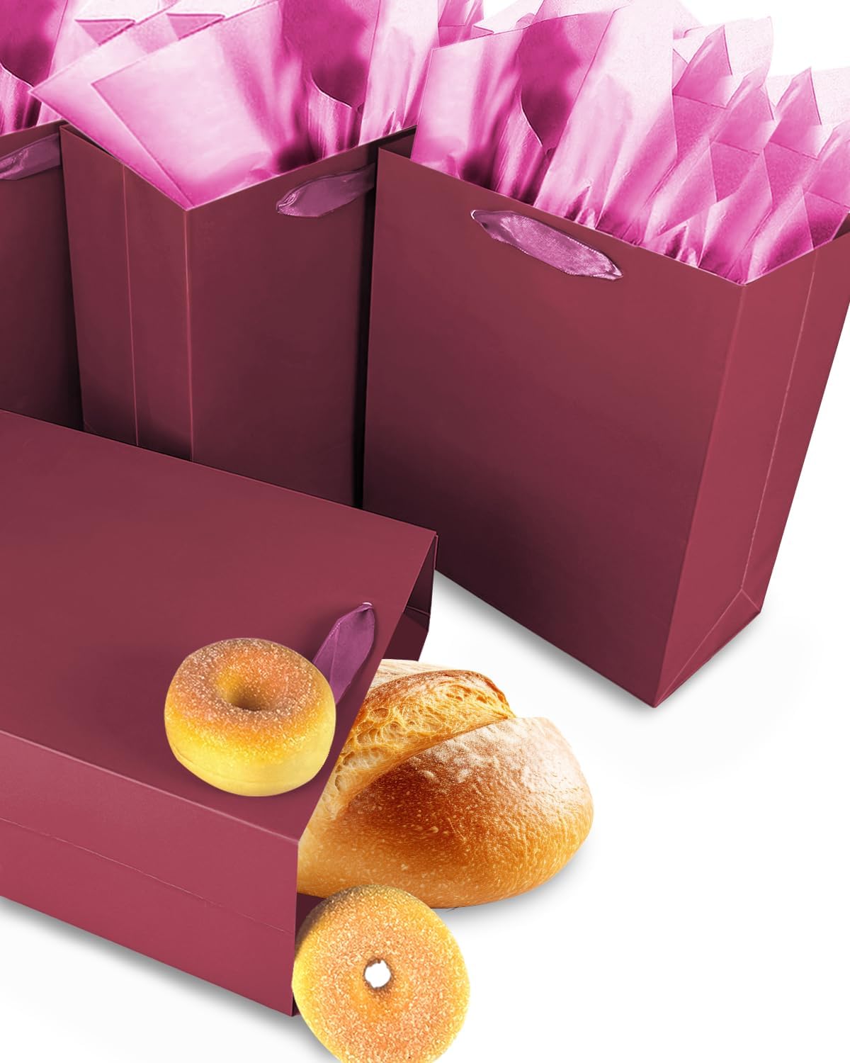 Gcardist Dark Purple Gift Bags with Tissue Paper for Wedding, Birthday, Party Supplies-7.9"x4.3"x9.6" Medium Size Cardboard Gift Bag（16pcs Bags +32pcs Tissue Paper ）