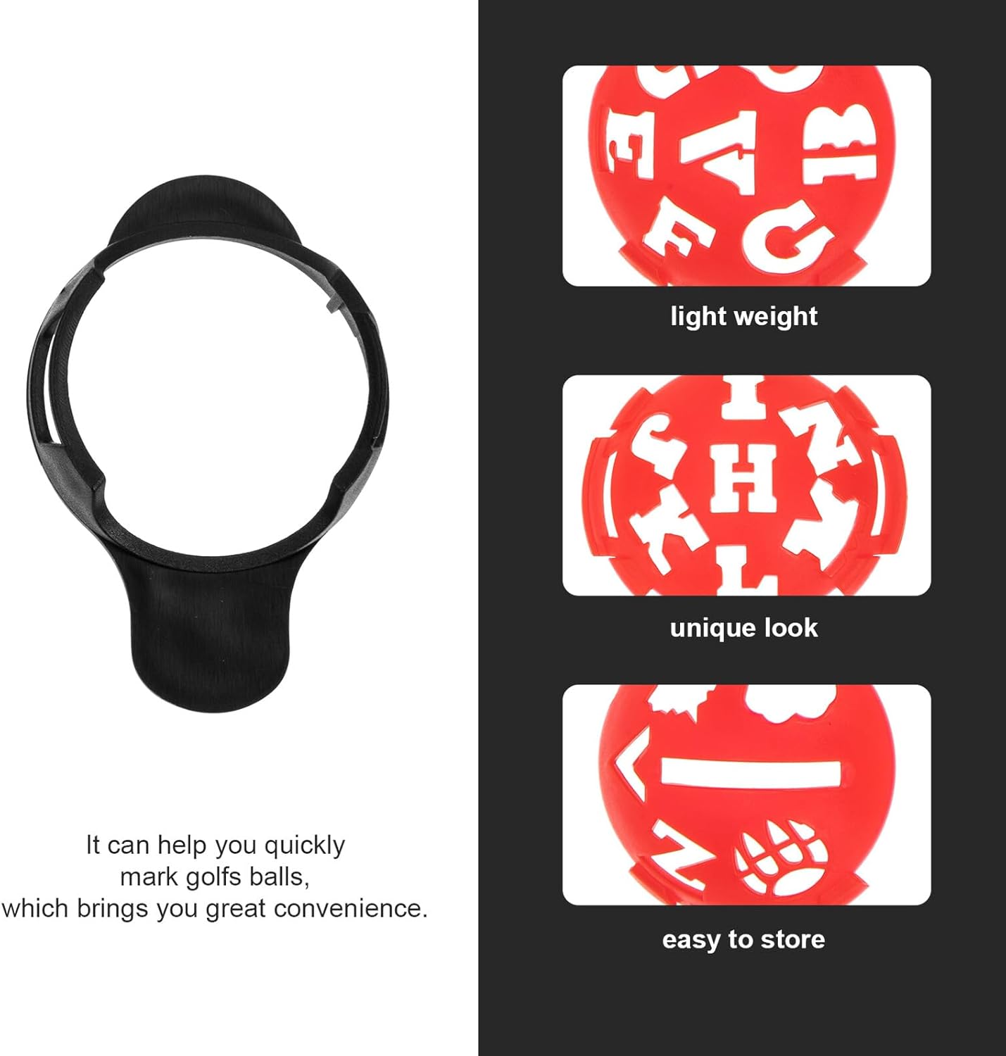 Luxshiny Golf Ball Line Marker with Letter Pattern Stencils Alignment Tools for Accurate Golf Ball Marking Use Positioning Clip Included for Men and Women