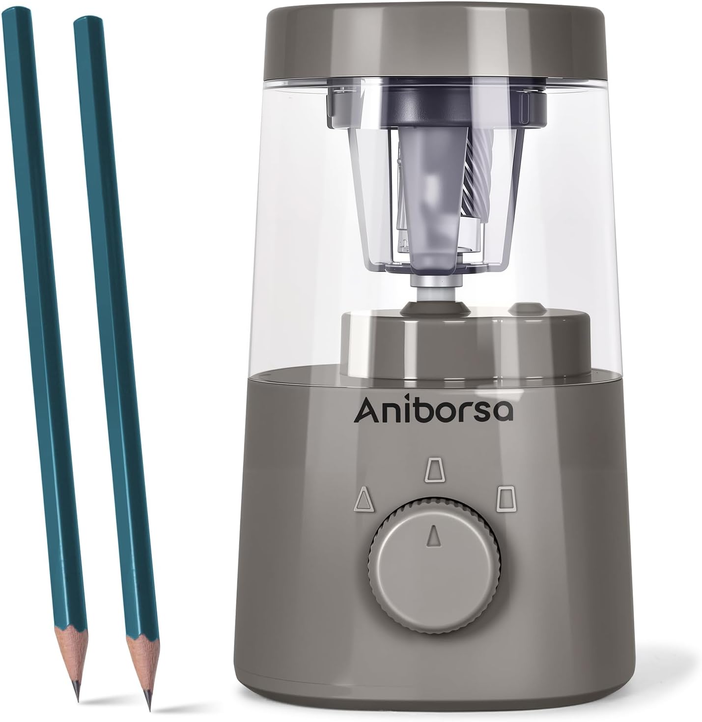 Electric Pencil Sharpener, Helical Blade Automatic Pencil Sharpener, Battery/USB Cord Operated Adjustable Sharpness for 6-8 mm Pencil, Classroom, School, Office, Home, Gray