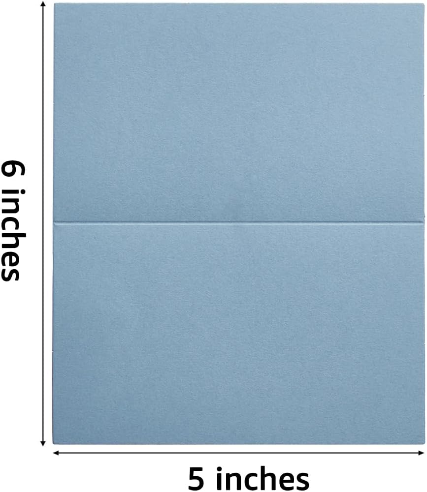 50 Pack Blank Cards Folded Cardstock Thank You Blank Greeting Cards for Invitations, Wedding, Greeting Cards, All Occasion DIY (Dusty Blue, 3x5)