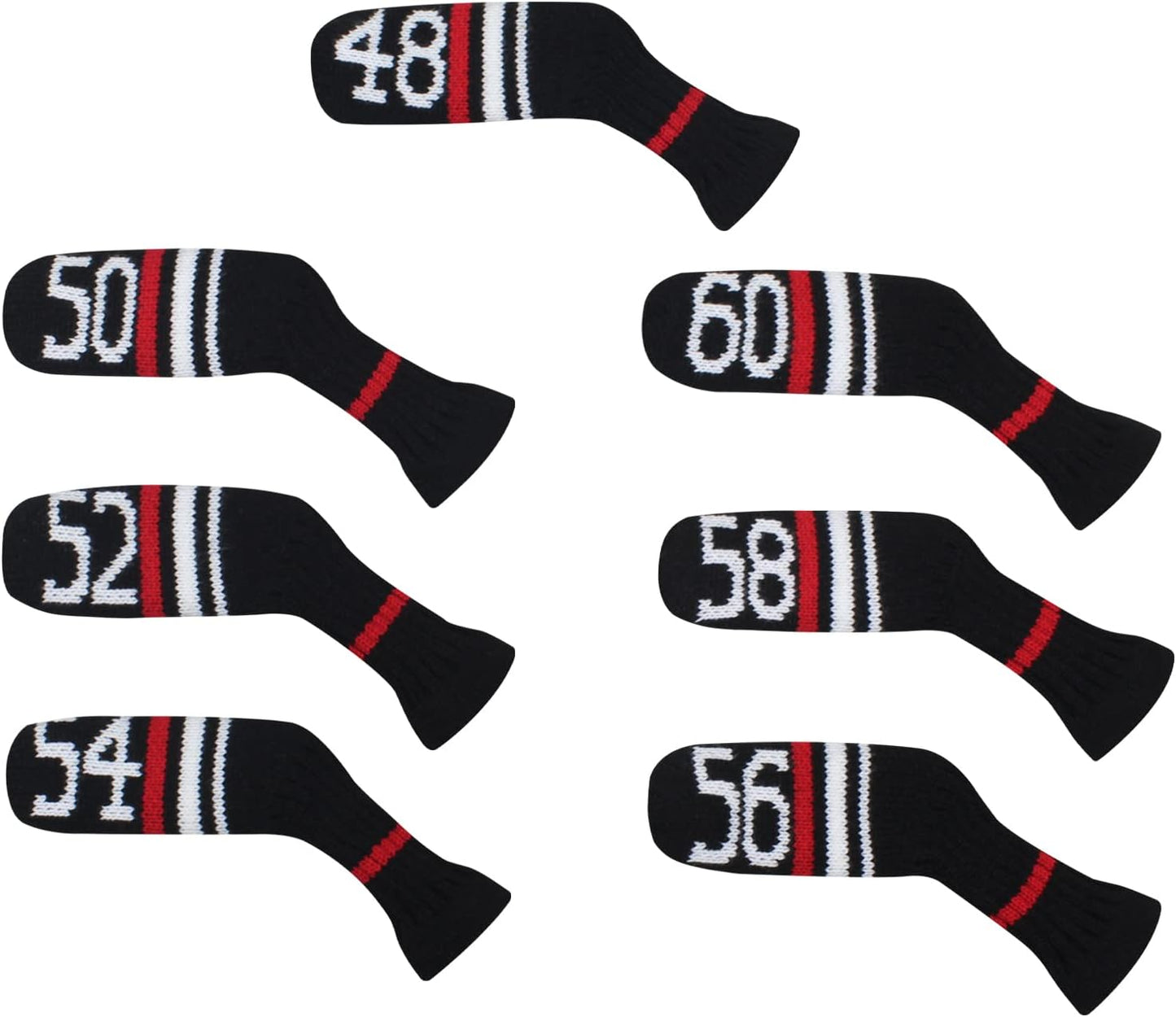 Scott Edward 1/7/10 Pcs Knitted Golf Club Head Covers for Irons Wedge Cuteness and Basically Socks Shape Washable Golf Club Head Protector on Red/Blue Warning Style