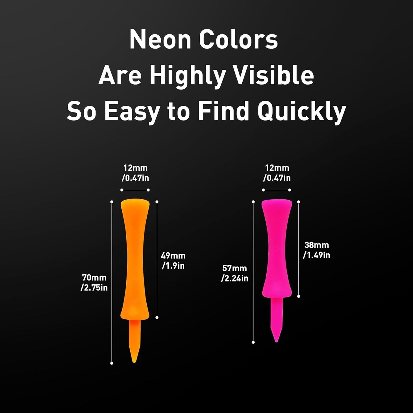 Plastic Golf Castle Tees Step Down Value 200 Count, Unbreakable Mixed or Same Height 1, 1 1/4, 2 3/4, 2 1/4, 2, 1 3/4, 1 1/2 Inch Length Colorful Pack for Practice