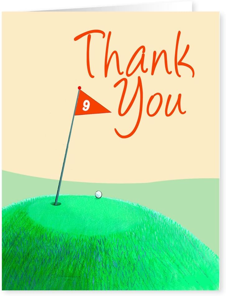 Stonehouse Collection Golf Thank You Cards - 12 Boxed Golf Themed Cards & Envelopes, 3 Fun Designs