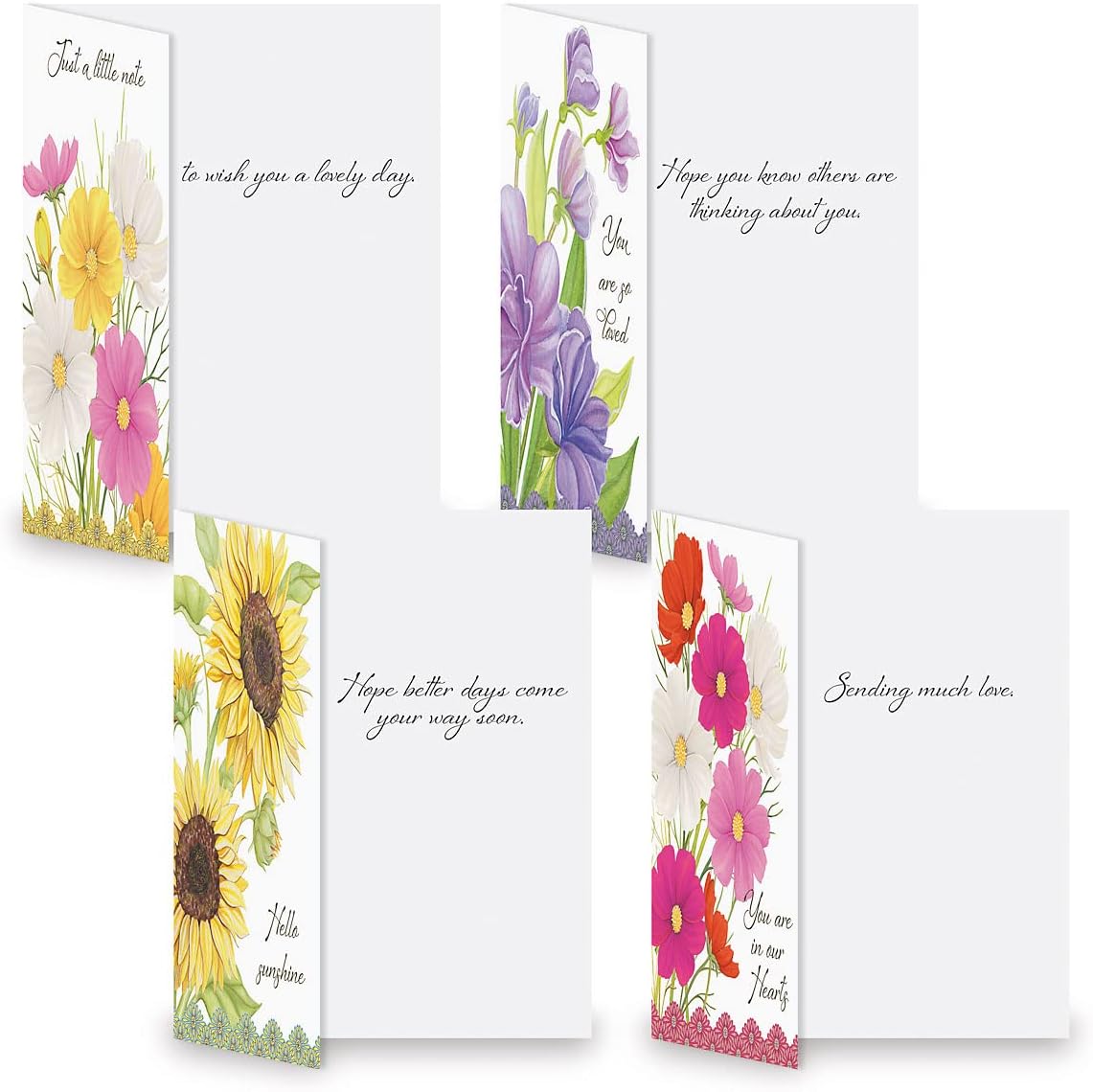 Current Sweet Wishes Thinking of You Friendship Greeting Card Set - Value Pack of 20 Cards With White Envelopes for Friends & Family, 10 Designs, Large 5" x 7" Assortment