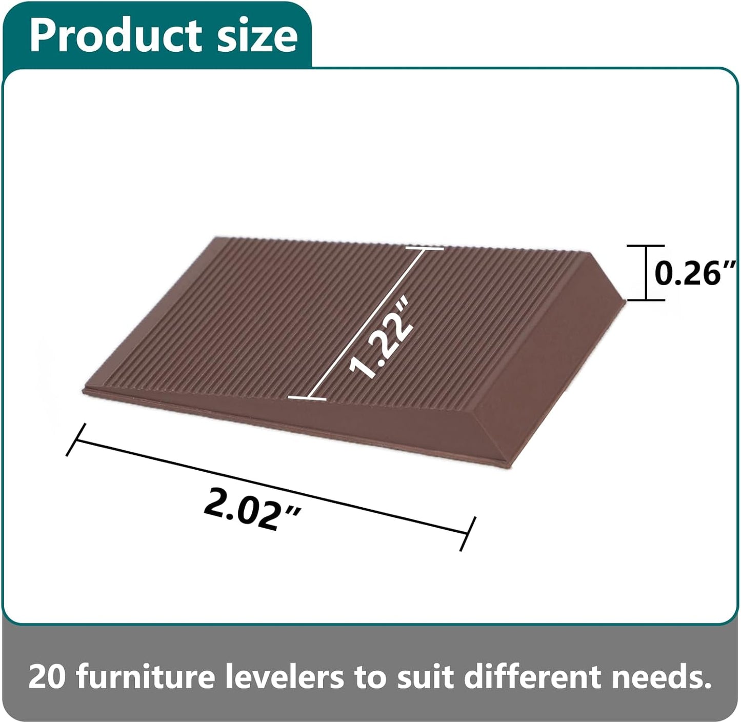Furniture Levelers, 20Pcs Flexible Multi-Purpose Rubber Shims for Leveling - Prevent from Wobbling for Furniture Toilet (Brown)