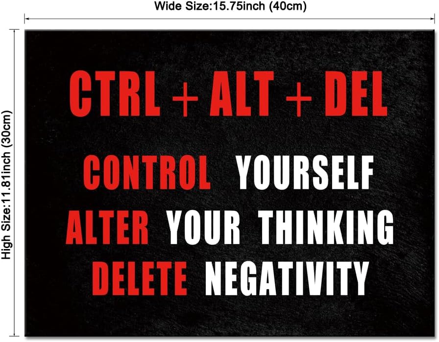 Pyradecor Black Red and White Motivational CTRL+ALT+DEL Classroom Positive Quotes Inspirational Poster Canvas Prints Wall Art for Office Living Room Home Decorations