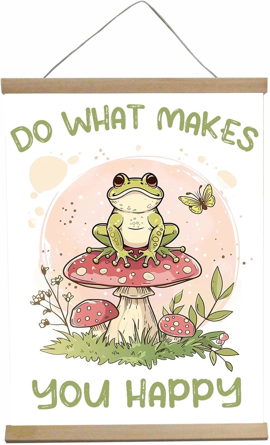 Funny Mushroom Decor Frog Decor Do What Makes You Happy Sign - Forest Decor House Bedroom, Kitchen, Bathroom,Wall Decor Aesthetic 12x16 Inch