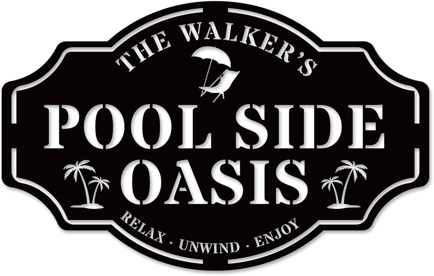 Personalized Swimming Pool Metal Sign, Custom Family Poolside Oasis Sign, Custom Pool Sign, Patio Decor, Backyard Decor