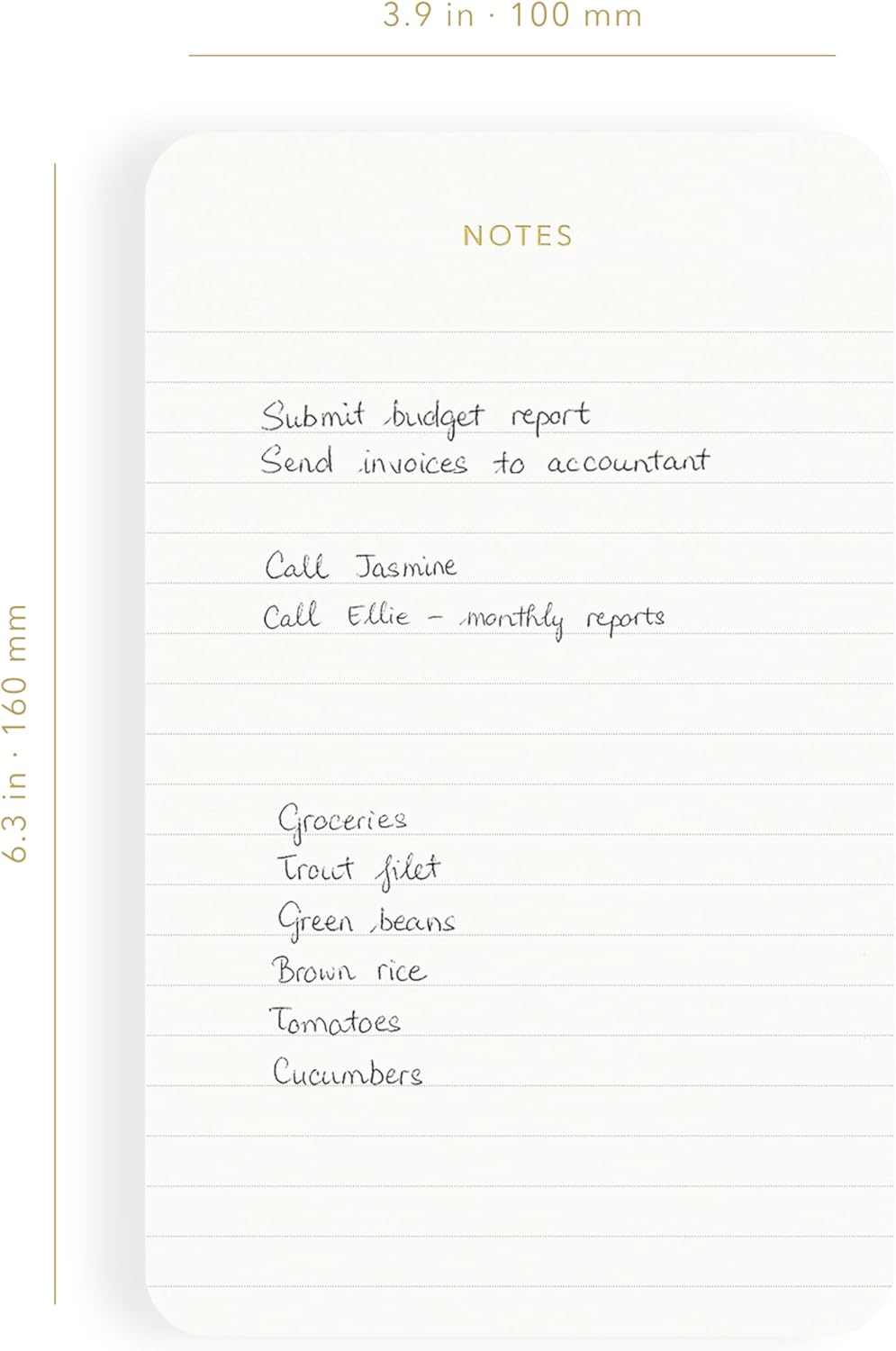 Elegant Desk Notepads for Professionals, Executive's Memo Pads, Minimalist, Gold Foiled, Lined Layout, 3 Pack, 225 Sheets Total (75 Each), 6.3" x 3.9”, 80 GSM, Eco-friendly, FSC™ Certified