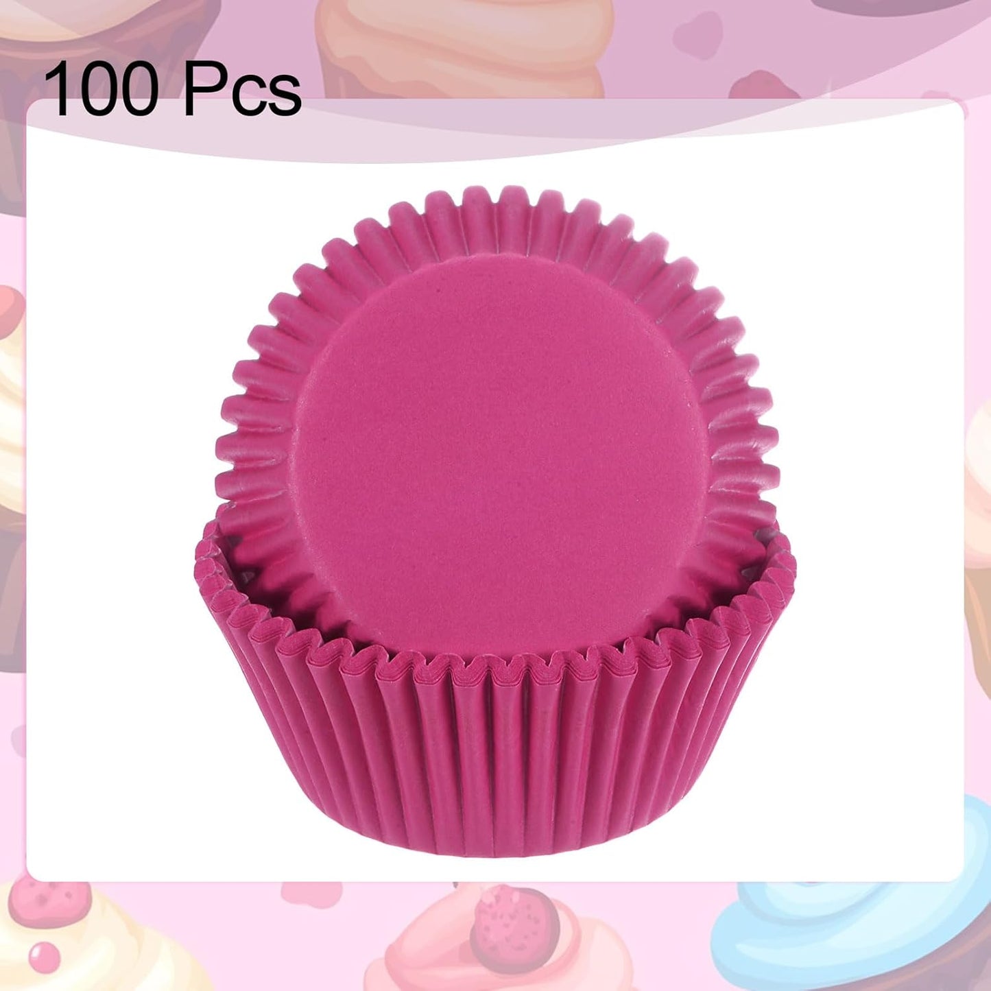 HARFINGTON 100 Count Cupcake Liners Rose Red Cupcake Cups Standard Size Muffins Liners Papers Baking Cups Wrappers Greaseproof for Party Wedding Birthday