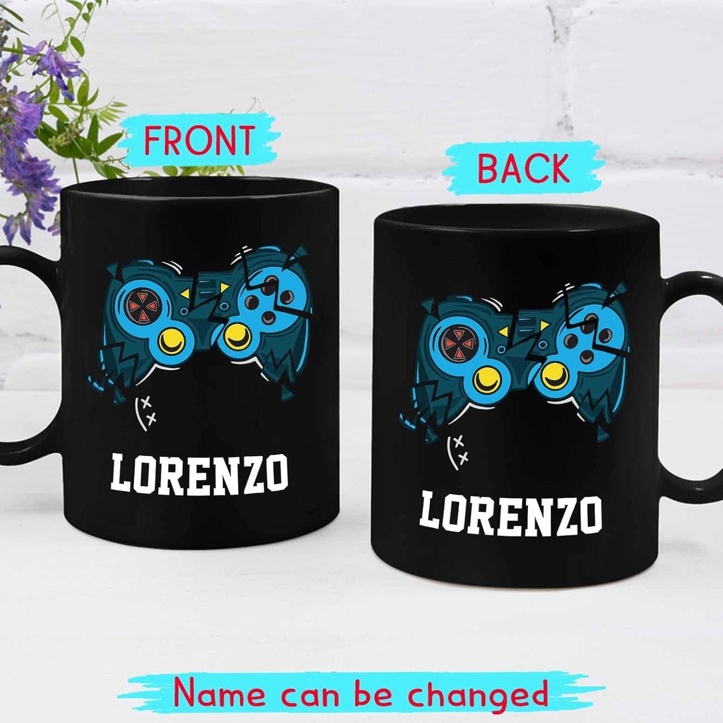 Personalized Choose Name Coffee Mug, Custom Pro-gamer Black Ceramic 11 Oz & 15 Oz, Video Console Gamer Gaming Travel Mug