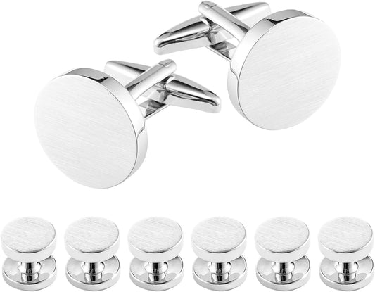 Cufflinks for Men and Tuxedo Shirt Studs Set with Gift Box Stainless Steel Cuff links