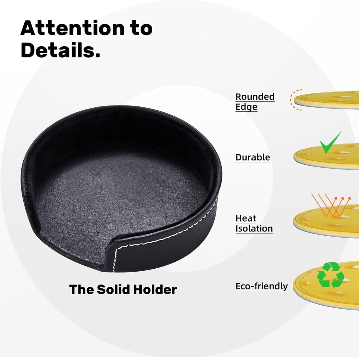 6 Pcs Pickleball Drink Coasters with Holder Coasters for Drinks Coffee Table Home Decor Housewarming Gift