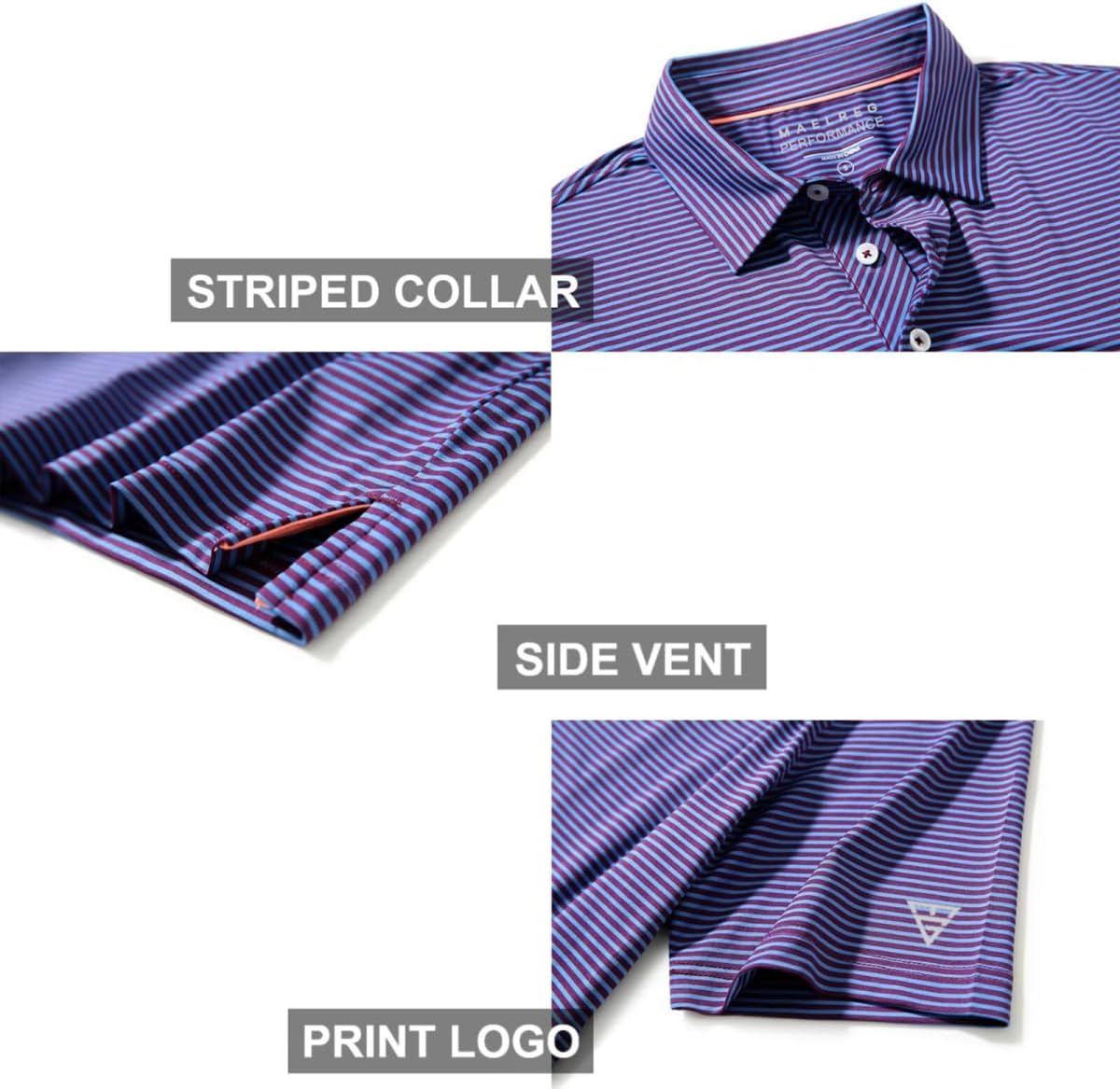 Golf Shirts for Men Dry Fit Short Sleeve Print Performance Moisture Wicking Polo Shirt