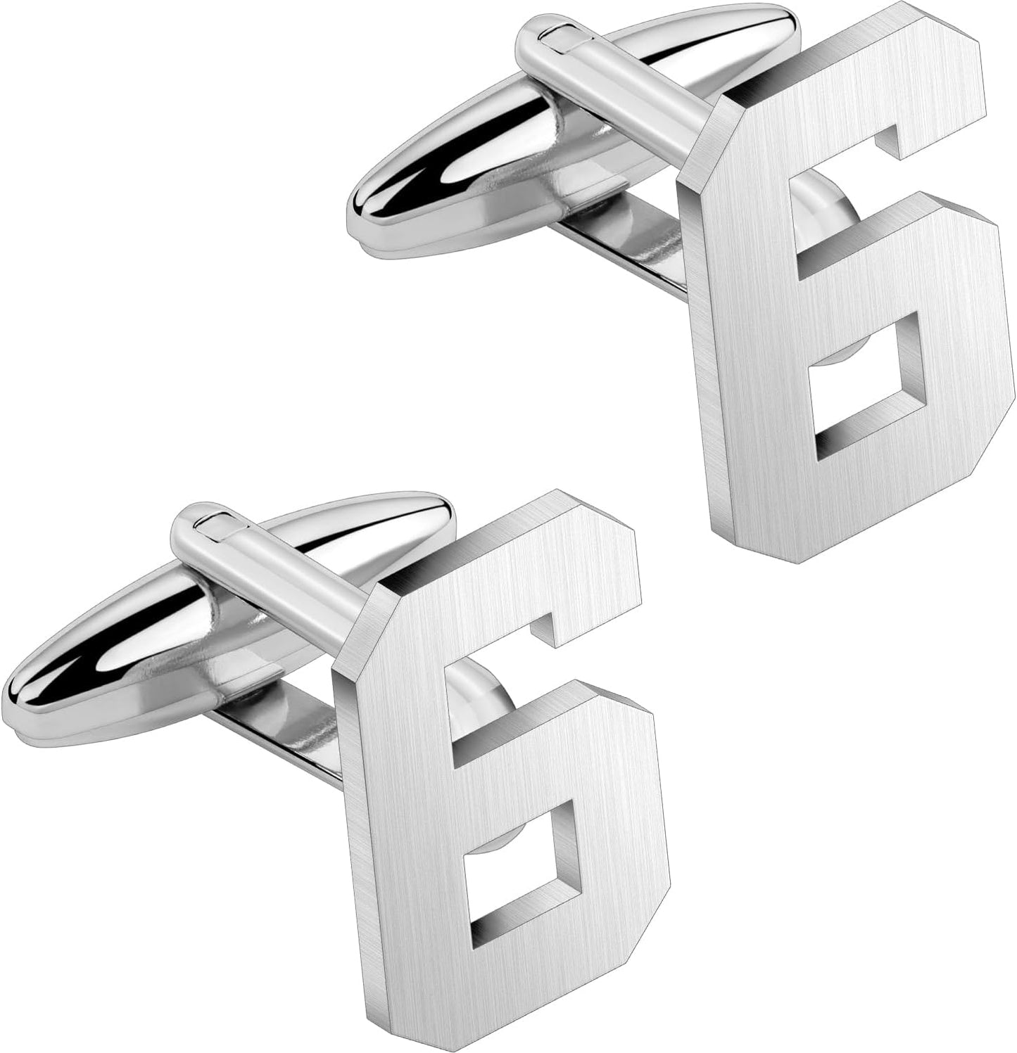 AMITER Mens Cufflinks with Number, Classic Silver Personalized Cuff Links for Men, Sport’s Day Casual or Formal Shirts