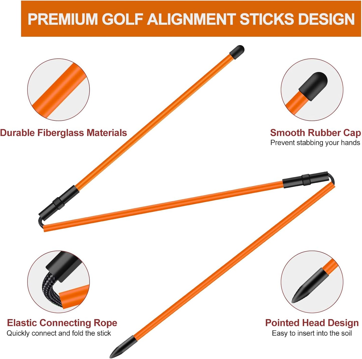 Golf Alignment Sticks 2 Pack,Golf Alignment Rods Upgraded 48" Collapsible Golf Practice Sticks Golf Training Aid for Aiming,Putting,Golf Training Sticks with Clear Tube Case