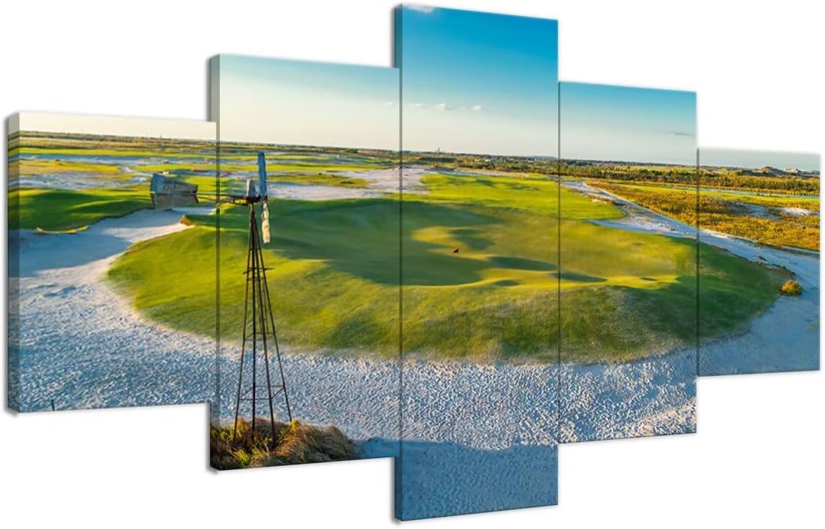Streamsong Black Course 9th Hole Wall Art for Living Room Bedroom Bathroom Home Decorations Golf Course Pictures Posters Framed Artwork Canvas Prints Ready to Hang(60''W x 40''H)