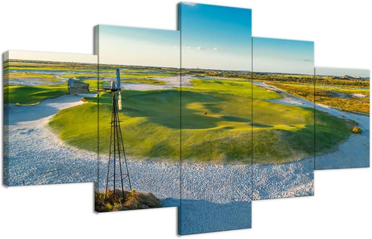 Streamsong Black Course 9th Hole Wall Art for Living Room Bedroom Bathroom Home Decorations Golf Course Pictures Posters Framed Artwork Canvas Prints Ready to Hang(60''W x 40''H)