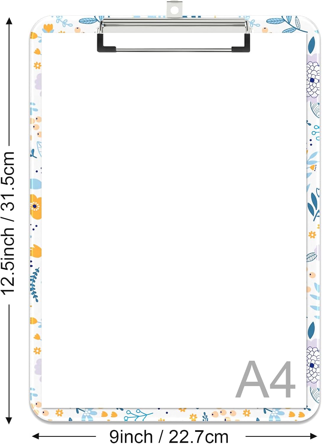 Rimilak Plastic Clipboards with Metal Clip, A4 Letter Size 9 x 12.5 in, Office Decorative for Students Women Men and Kids, Cute Custom Pattern, Purple Flower