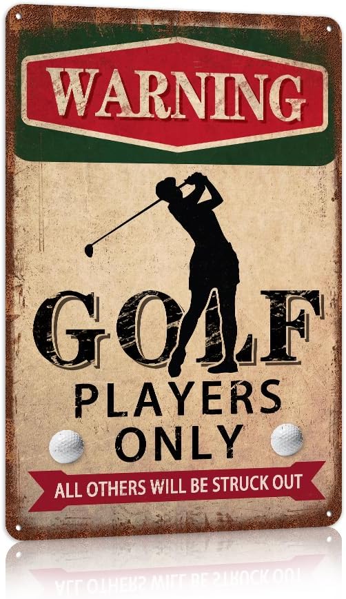 Golf Accessories Golf Decor For Boys Room Golf Gifts Sports Signs Warning Golf Players Only Metal Tin Signs