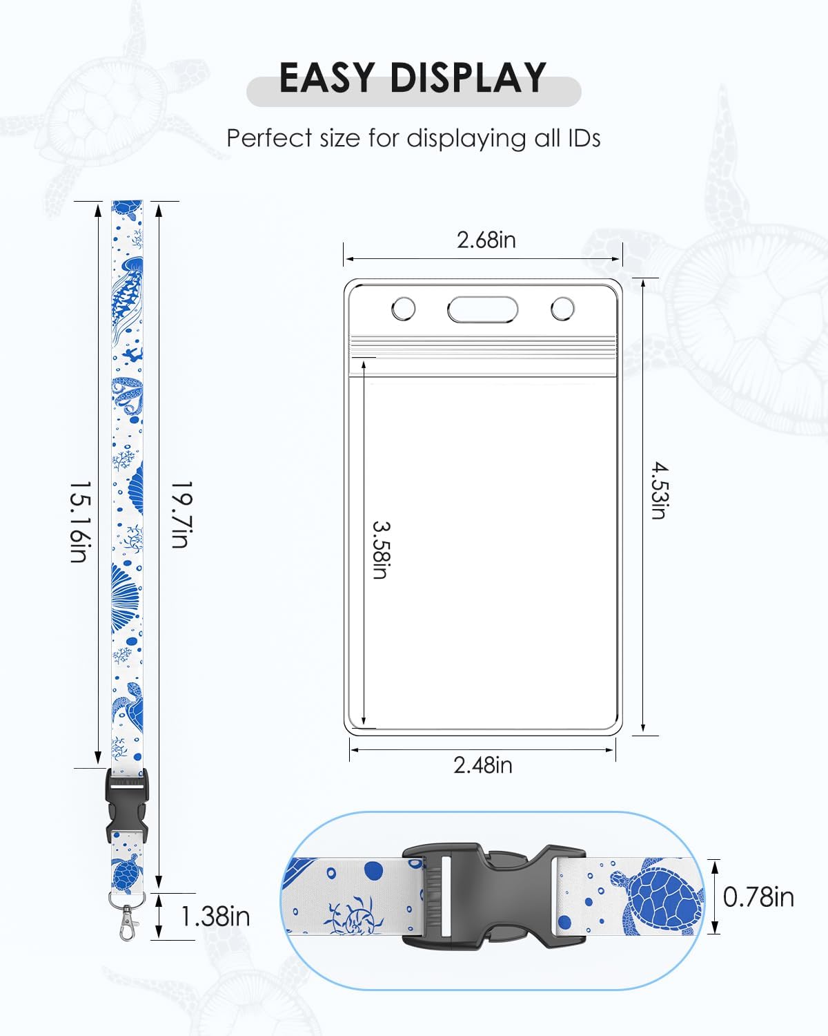 5 Pack Cruise Lanyards with Ocean Creature Design, Cruise Ship Lanyards with Waterproof ID Badge Holders for All Cruise Lines 2025, White