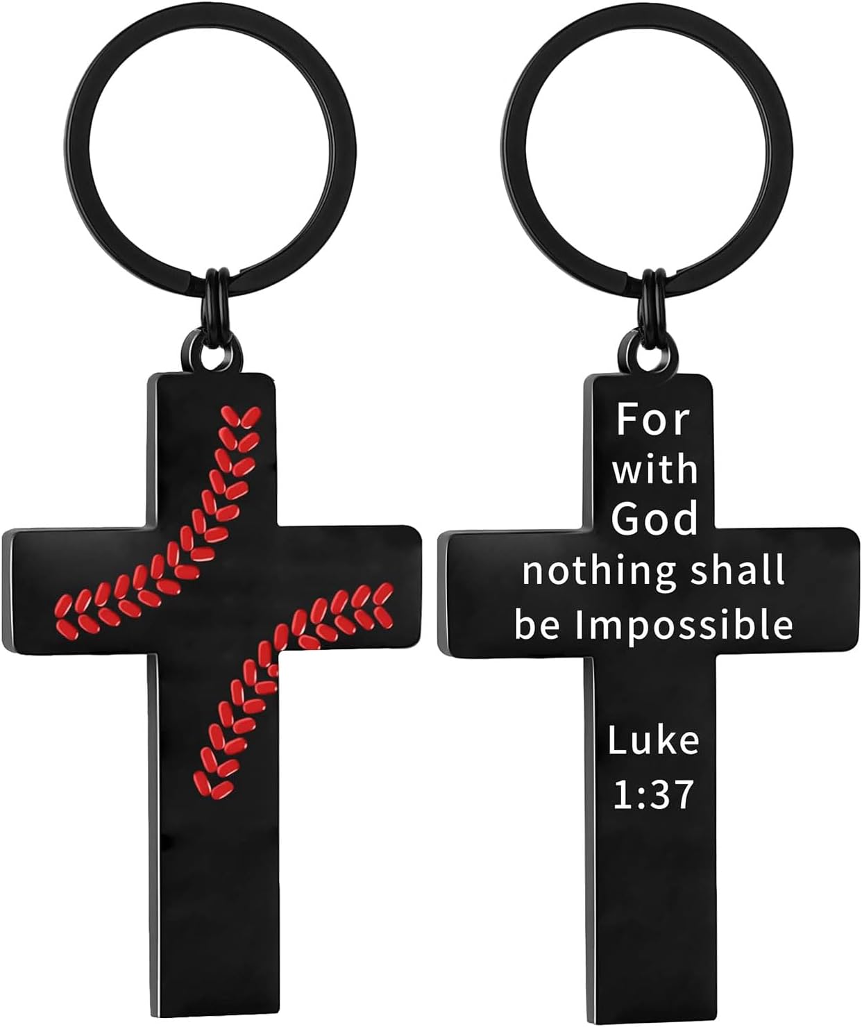 Football/Baseball/Soccer/Basketball Cross Keychains for Men First Communion Baptism Confirmation,Mens Gifts