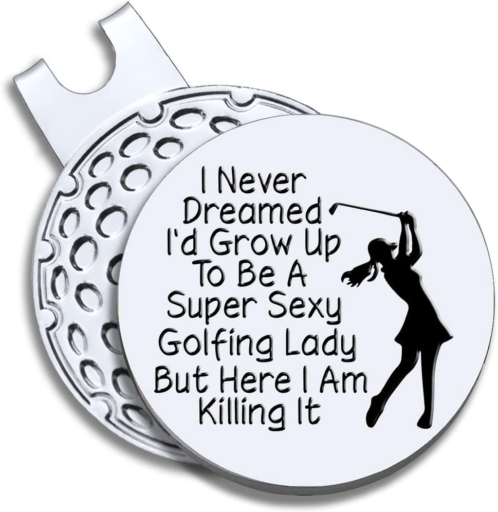 Strong Woman Golfer Ball Marker with Magnetic Hat Clip, Funny Golf Accessories Gifts for Proud Women, Novelty Birthday Gifts for Women Golfer Fan