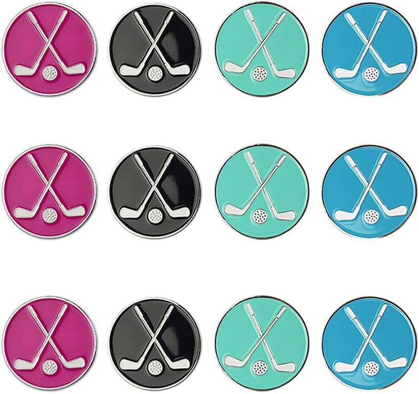 Golf Ball Markers Assorted Patterns Value Pack of 12 Golf Gifts, Golf Cap Clips and Divot Repair Tools Parter Accessories Sets for Men Women Golfer (Golf Club Ball Markers)