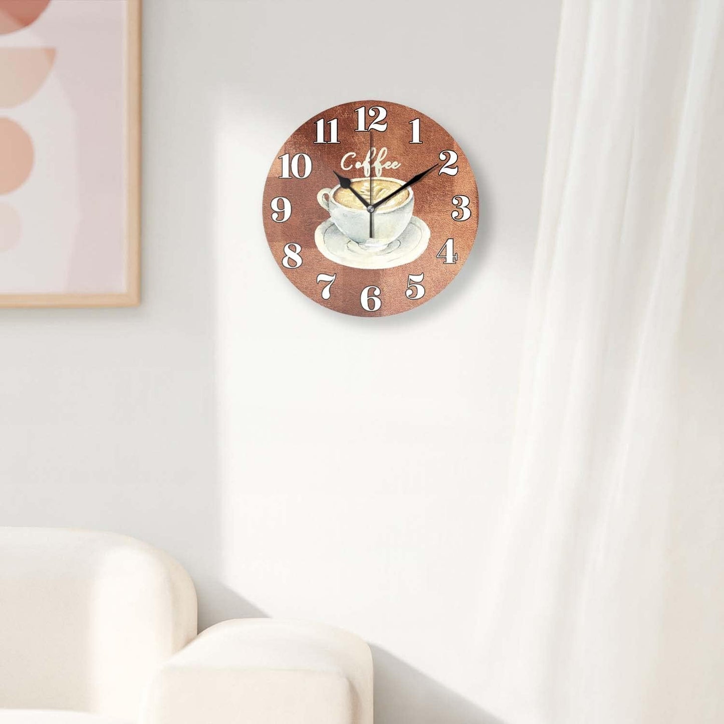 Battery Operated Wall Clocks 12 Inch,Coffee,Silent Home Decor for Bathroom,Living Room,Bedroom
