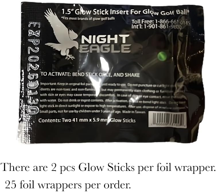 blinkee Glow Stick Refills for Night Golf - 1.5" Light Sticks, Perfectly Sized for Glow Golf Balls, Radiant Blue, Pack of 50