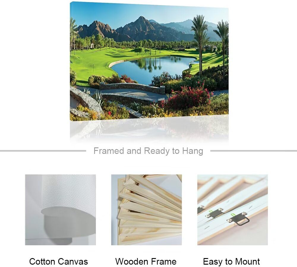 HJY Art USA California Golf Course Wall Art Pictures for Gym Golf Course Wall Decor Blue Green Abstract Painting Poster for Home Decor Living Room Bedroom Bathroom Office Artwork (18 x 24 inch)