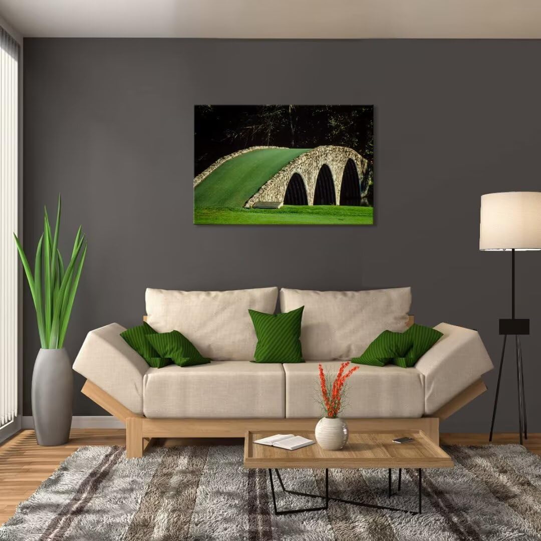 chenchenArt Famous Bridge at Augusta National Golf Course Wall Art for Living Room Bedroom Bathroom Home Decorations Golf Art Augusta Golf Poster Canvas Prints Framed Ready to Hang(12''H x 16''W)