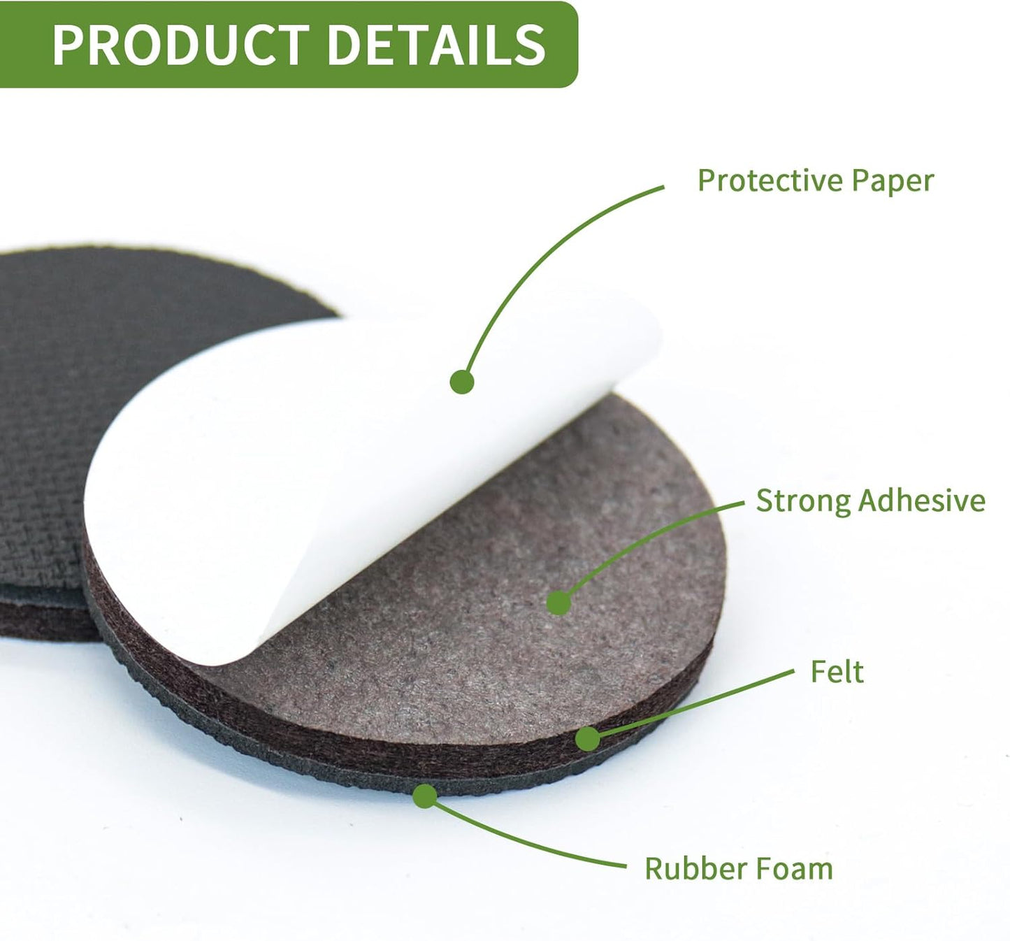 Non Slip Furniture Pads 16 PCS 2 1/2'' Round - Anti Slip Furniture Pads - Self Adhesive Rubber Feet Furniture Feet - Chair Leg Floor Protectors - Keep Furniture in Place