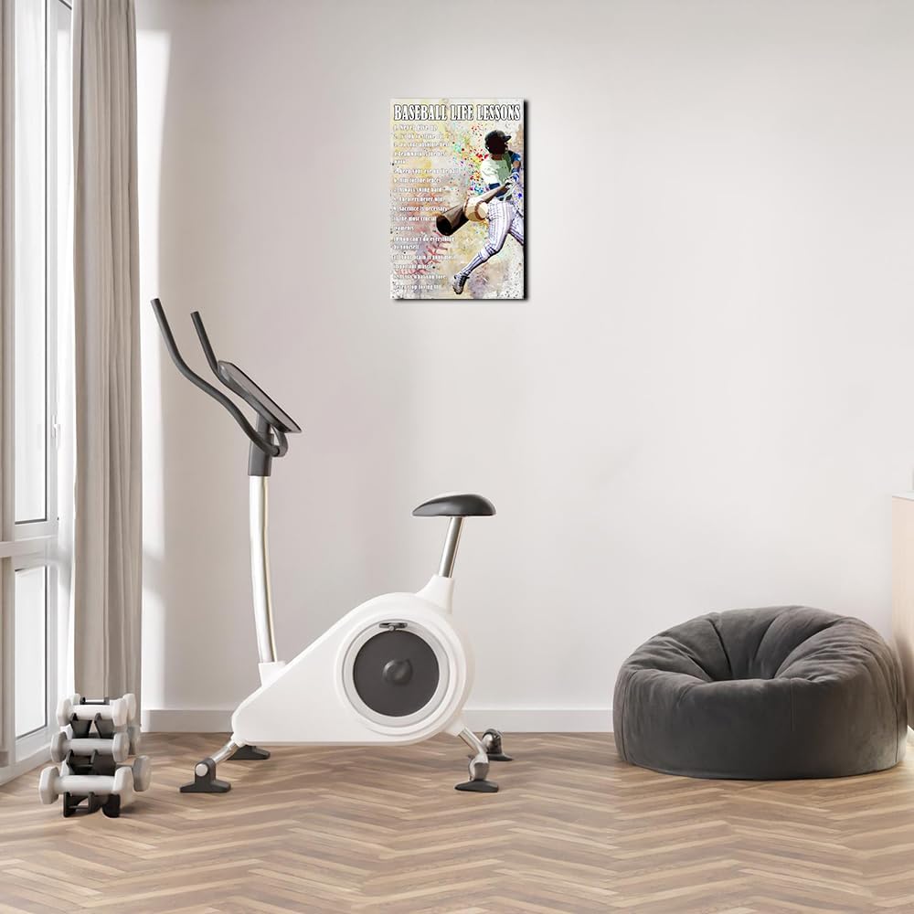 Strofupp Baseball Poster Framed Motivational Life Lessons Quotes Wall Art Picture Decor Prints Baseball Wall Art Sport Poster 12x18 inches