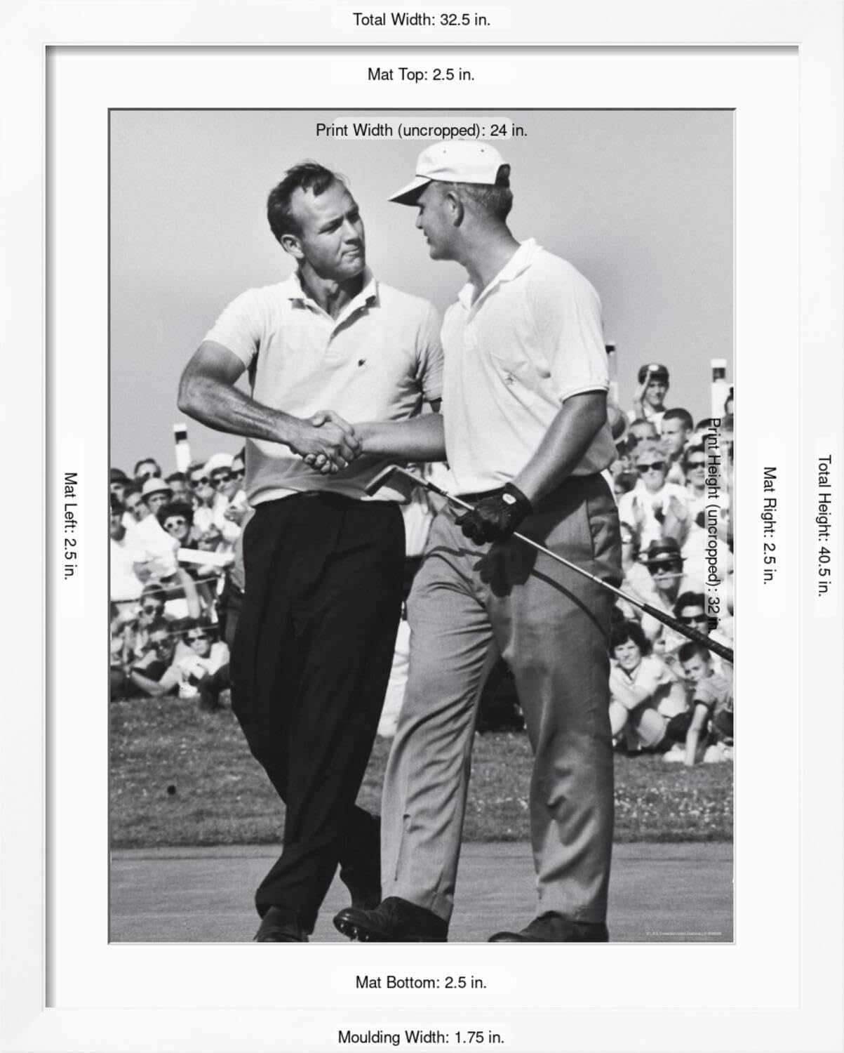 ART.COM Wall Premium Photographic Print Golfer Jack Nicklaus and Arnold Palmer During National Open Tournament on White Frame by John Dominis, 32" x 40"